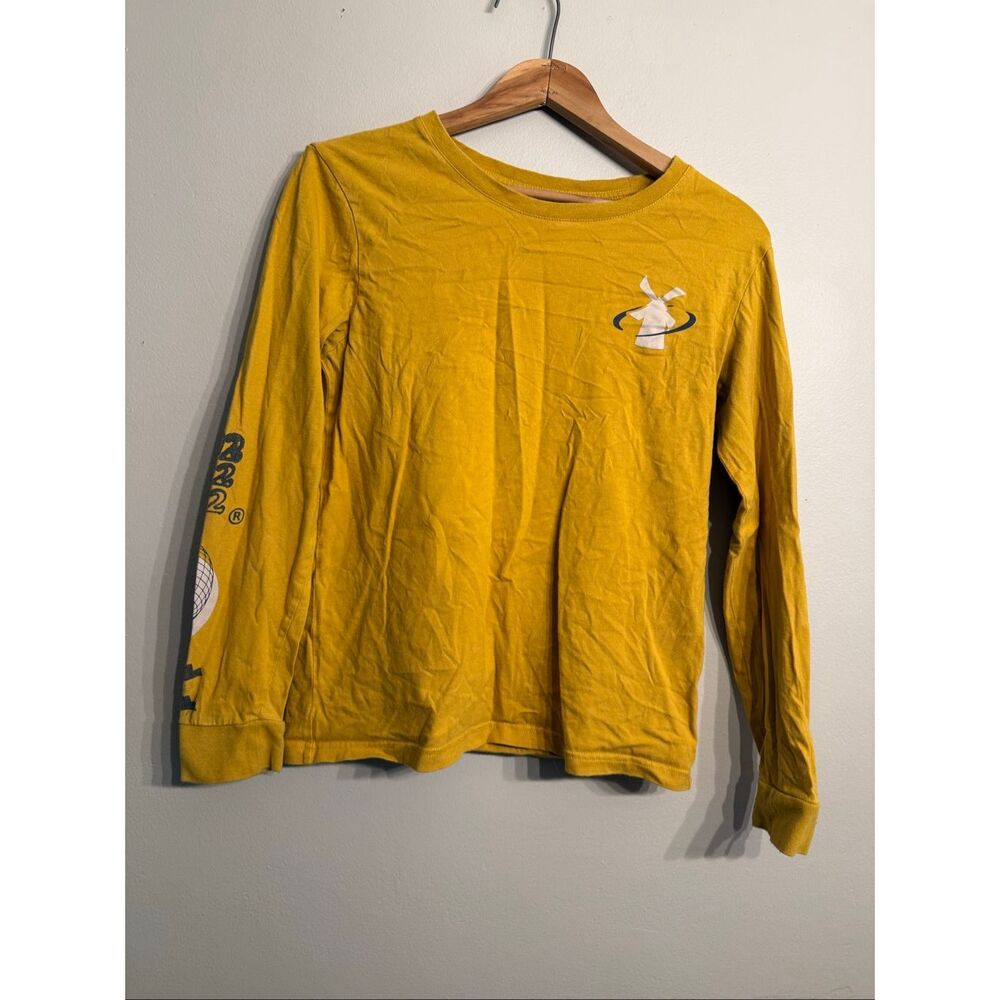 Dutch Bros Yellow A Better World Graphic Cotton Long Sleeve T-Shirt Size Small‎
